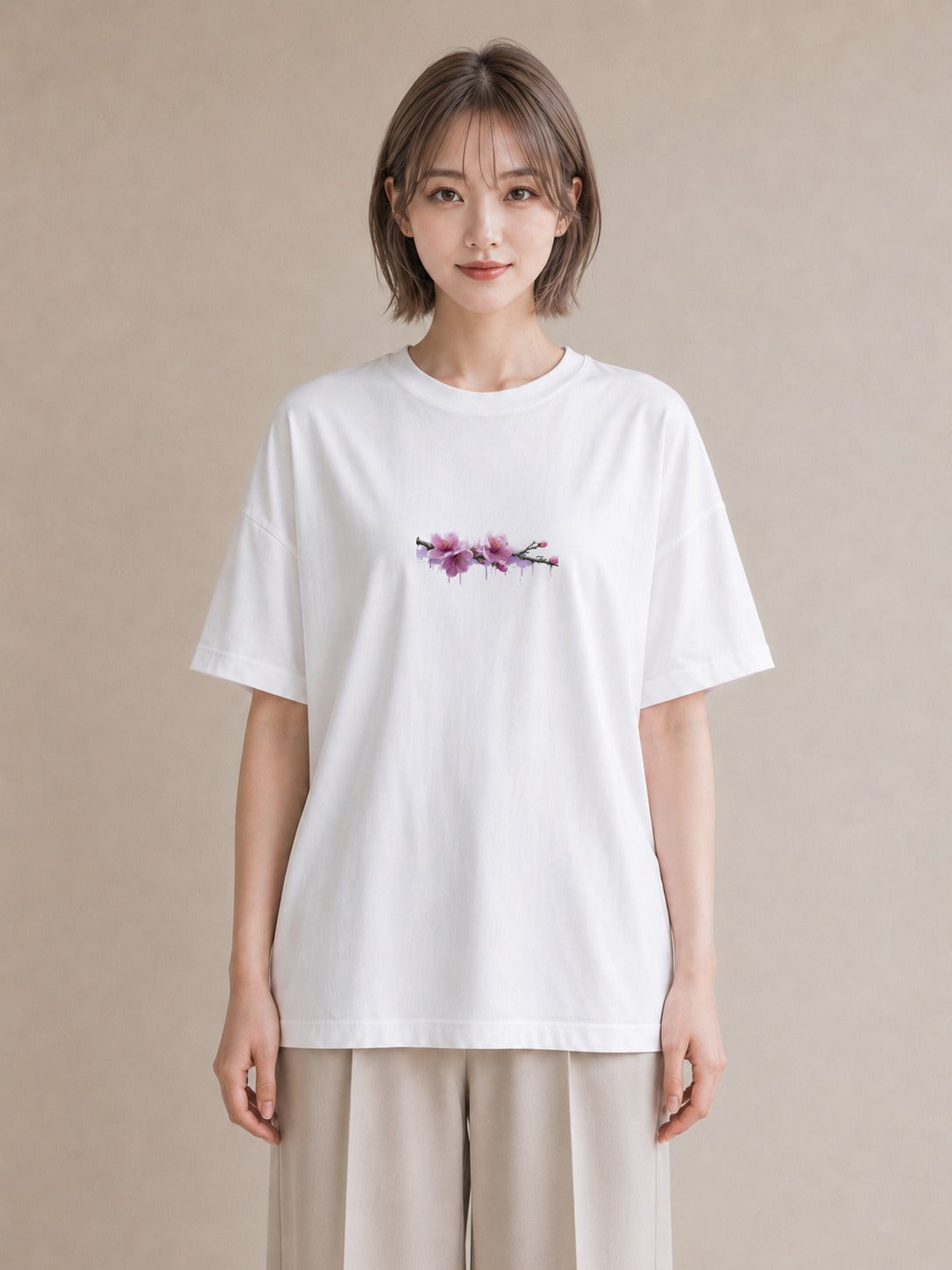 半袖Tシャツ レディース 梅 花 花柄 イラスト シンプル ホワイトデー 春服 白T