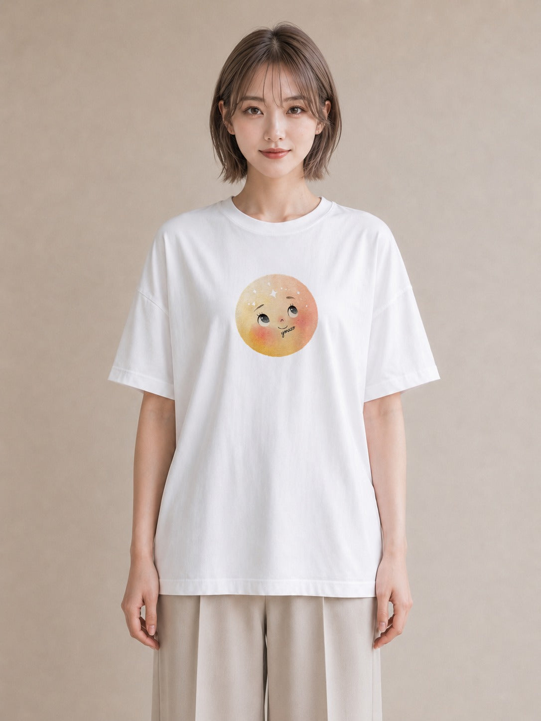 プリントTシャツ レディース 太陽 星空 宇宙 イラスト モード レイヤード 友達ギフト 白T YMAZO
