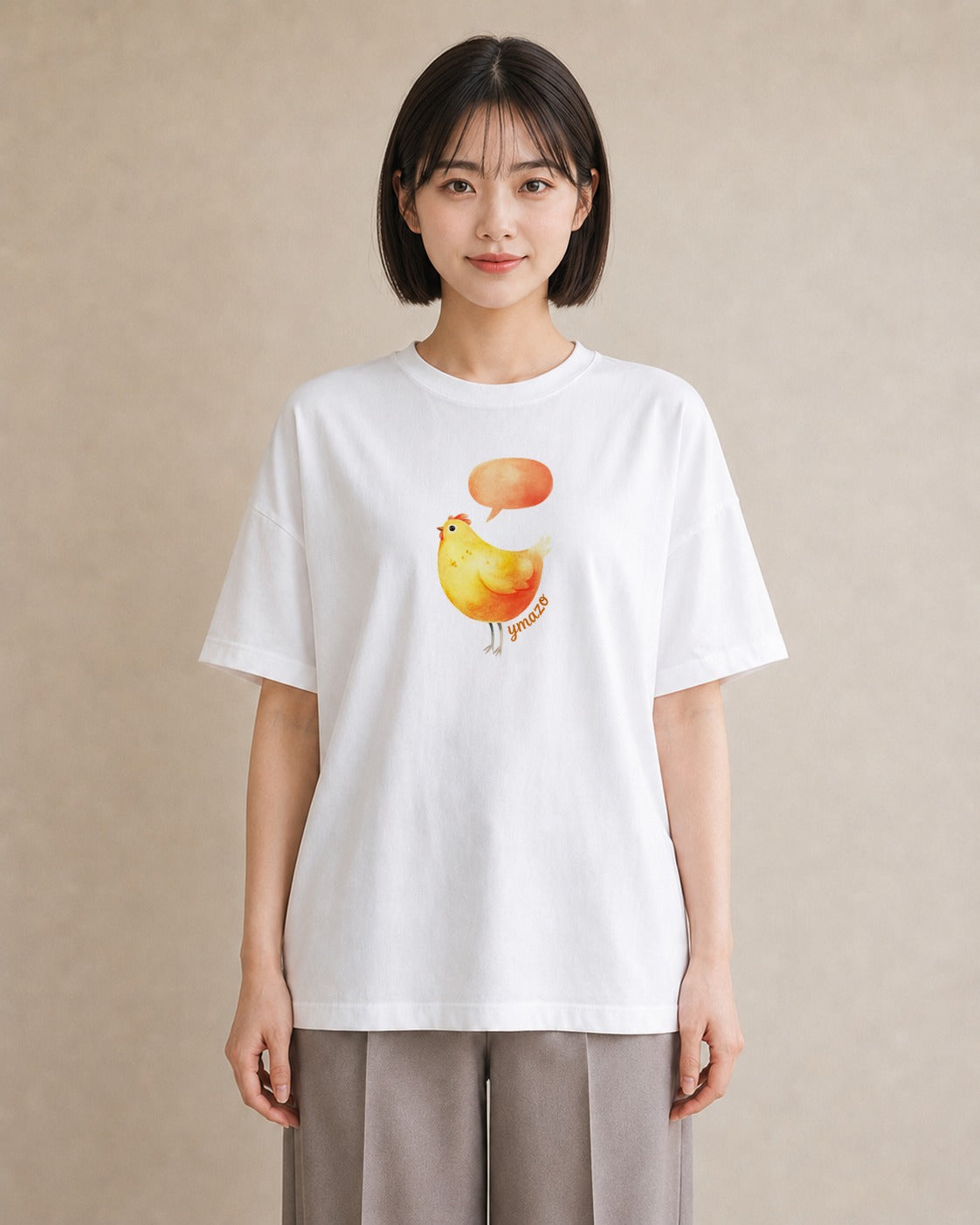プリントTシャツ レディース ひよこ 動物 アニマル イラスト ラフカジュアル 秋コーデ おしゃれギフト 白T YMAZO