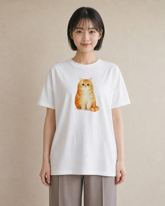 Tシャツ レディース ペルシャ 猫 ねこ イラスト お揃い 親子 白T YMAZO