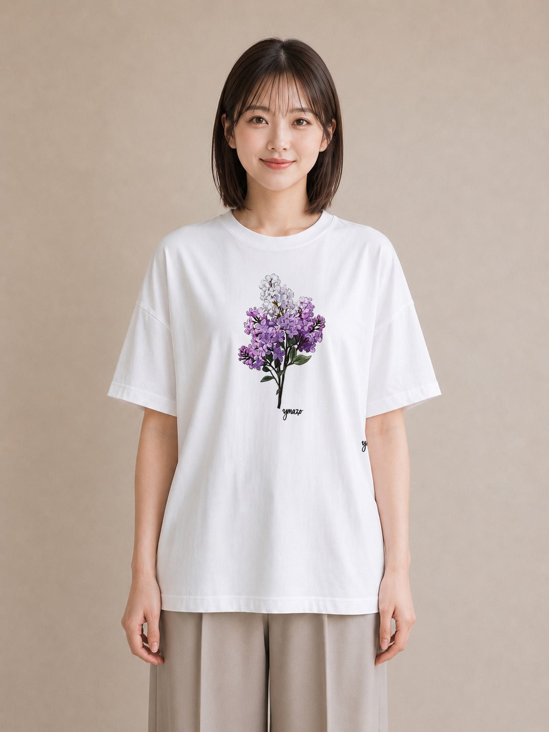 半袖Tシャツ レディース スミレ 花 花柄 イラスト 水彩風 女性 旅行用 白T