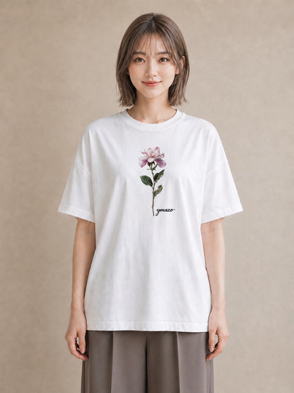 デザインTシャツ レディース バラ 薔薇 ローズ 花 花柄 イラスト ミニマル ビーチ デイリーウェア 白T