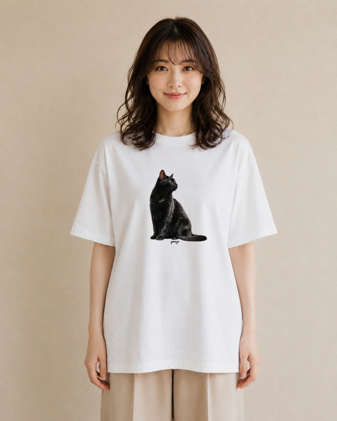 半袖Tシャツ レディース 靴下猫 猫 ねこ イラスト カフェコーデ クリスマス 旅行 白T YMAZO