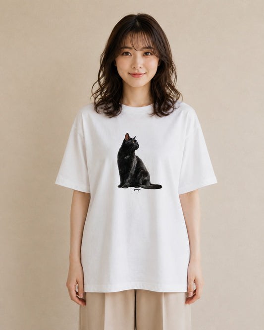 半袖Tシャツ レディース 靴下猫 猫 ねこ イラスト カフェコーデ クリスマス 旅行 白T YMAZO