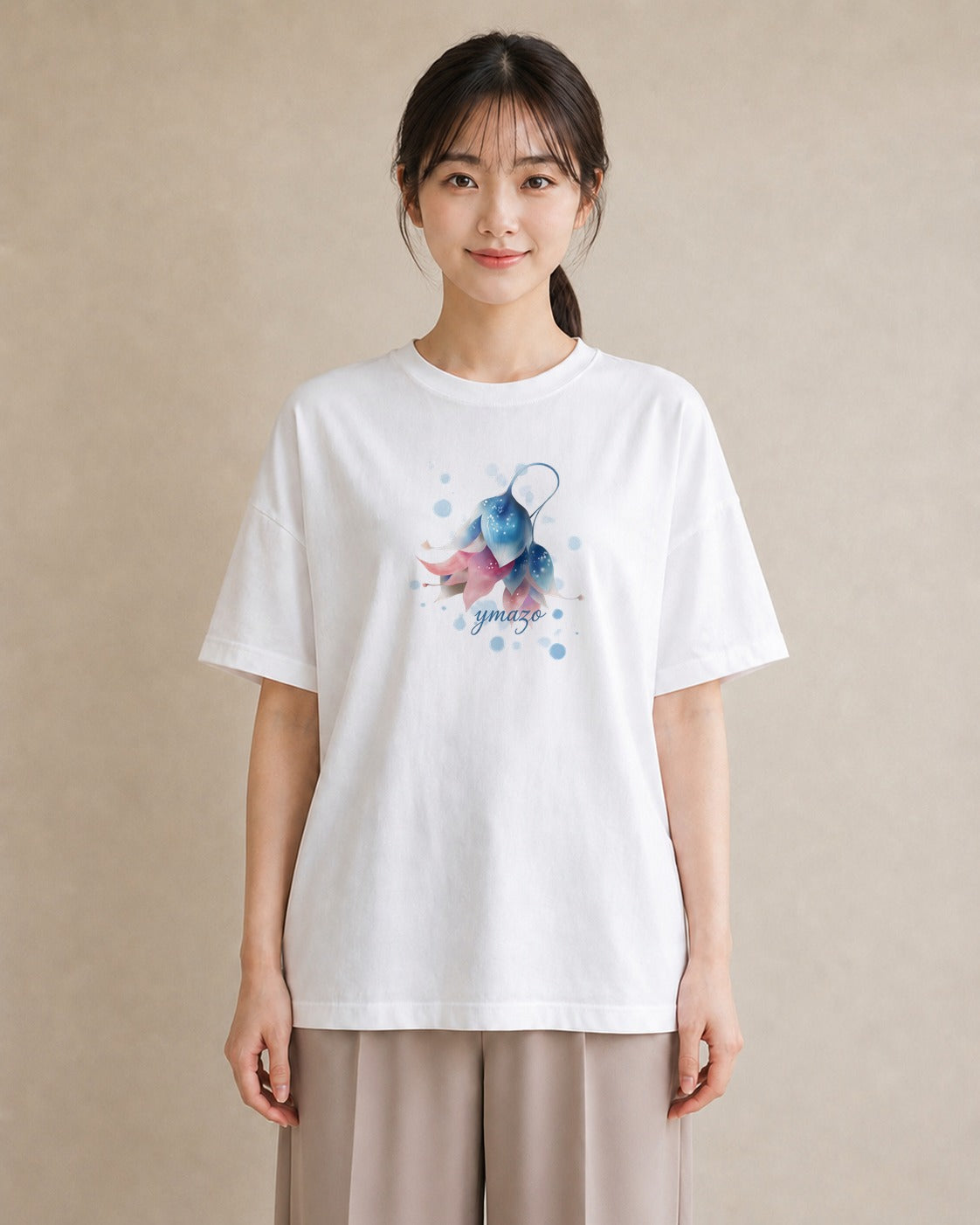 Tシャツ レディース チューリップ 花 花柄 イラスト シック 親子 20代 白T