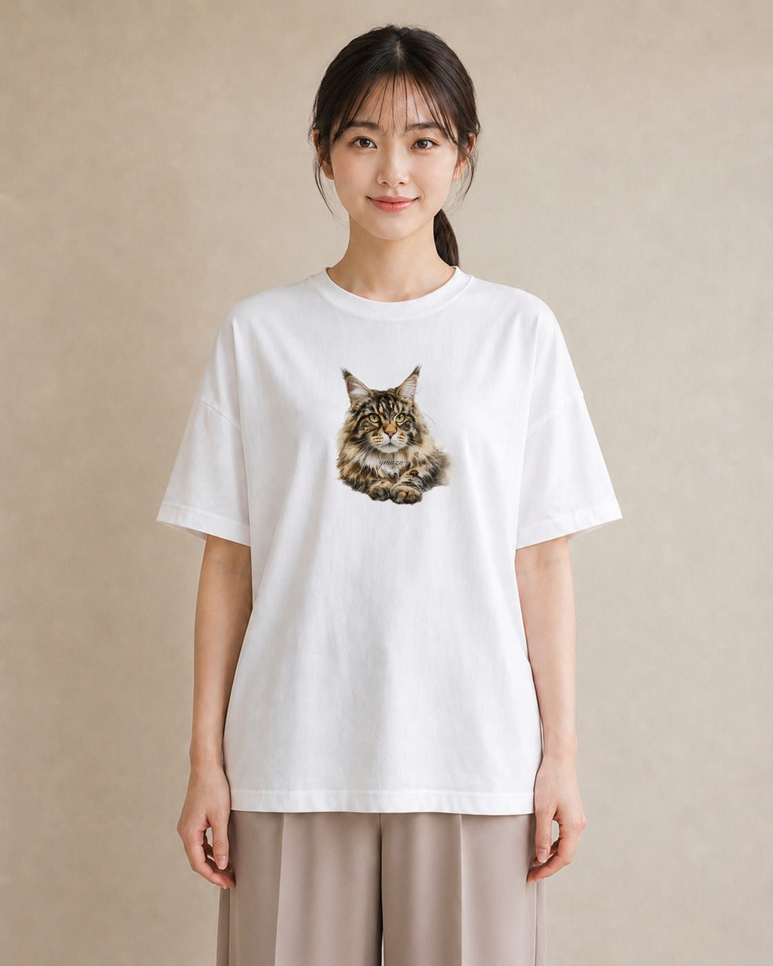 Tシャツ レディース ソマリ 猫 ねこ イラスト きれいめカジュアル 女子会 お揃い 白T YMAZO