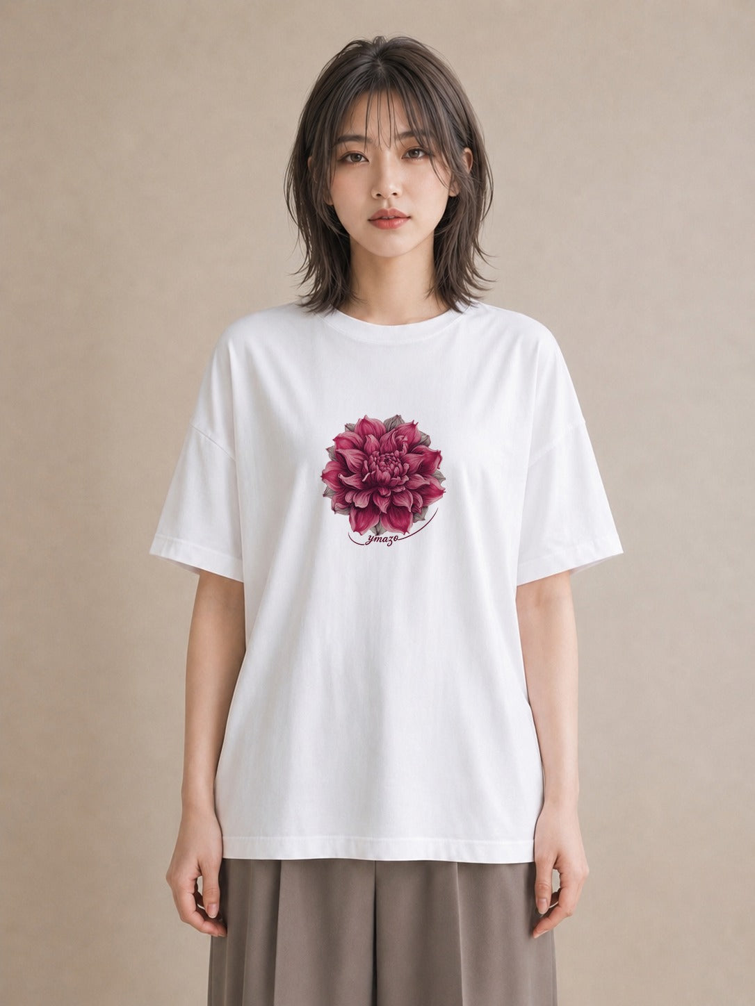 デザインTシャツ レディース チューリップ 花 花柄 イラスト ゆるコーデ カフェ服 クリスマス 白T
