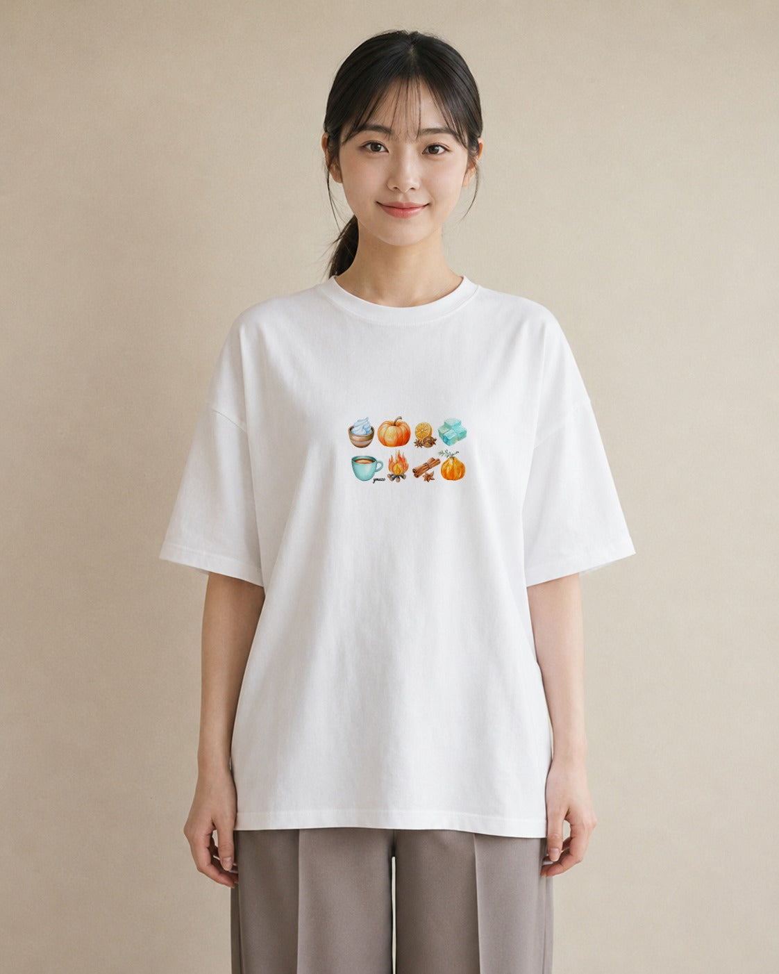 プリントTシャツ レディース 実り 植物 ボタニカル イラスト 個性的 カフェ服 クリスマス 白T YMAZO