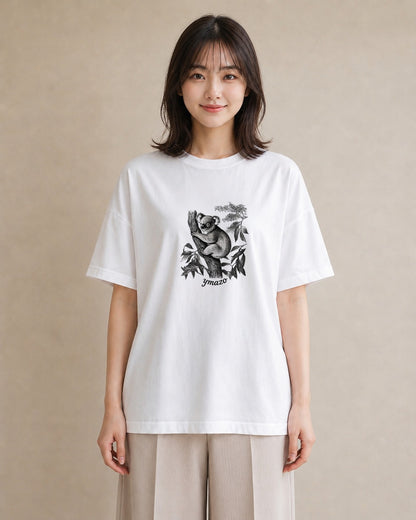 デザインTシャツ レディース コアラ 動物 アニマル イラスト シック クリスマス 旅行 白T YMAZO