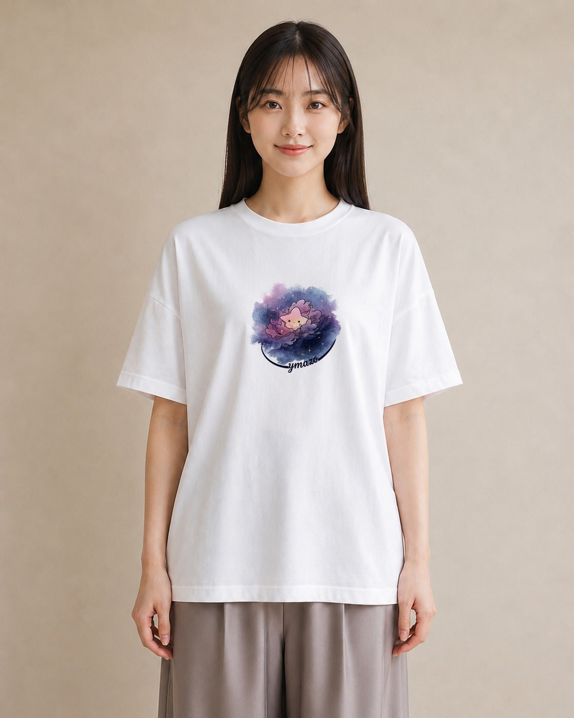 グラフィックTシャツ レディース 牡牛座 星空 宇宙 イラスト フェミニン 公園 ママ 白T YMAZO