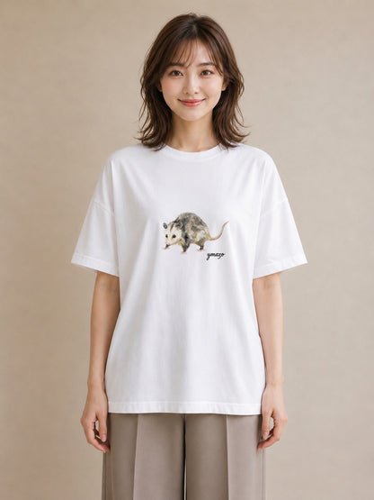 半袖Tシャツ レディース キンクマハムスター ペット 動物 イラスト ゆるコーデ カフェ巡り 女子会 白T YMAZO