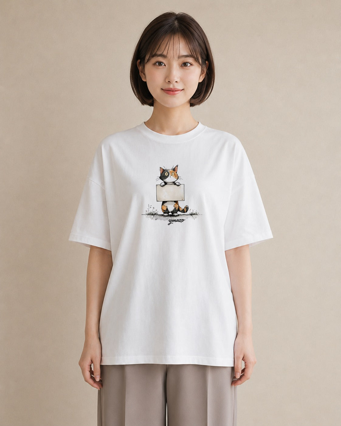 プリントTシャツ レディース 靴下猫 猫 ねこ イラスト きれいめ ホワイトデー 春服 白T YMAZO