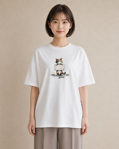 プリントTシャツ レディース 靴下猫 猫 ねこ イラスト きれいめ ホワイトデー 春服 白T YMAZO