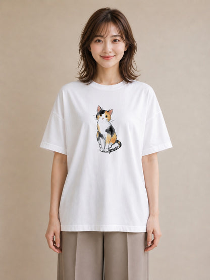 プリントTシャツ レディース シャム 猫 ねこ イラスト ラフ 春コーデ 姉妹 白T YMAZO