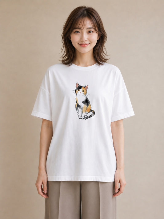 プリントTシャツ レディース シャム 猫 ねこ イラスト ラフ 春コーデ 姉妹 白T YMAZO