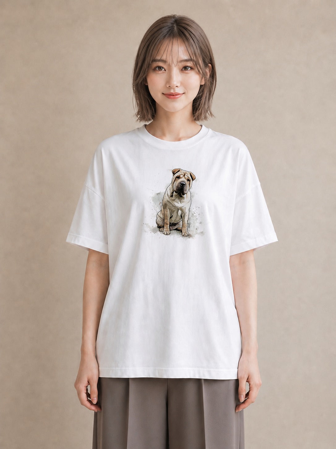 Tシャツ レディース 老犬 犬 いぬ イラスト ガーリー 女性向けギフト 散歩 白T YMAZO