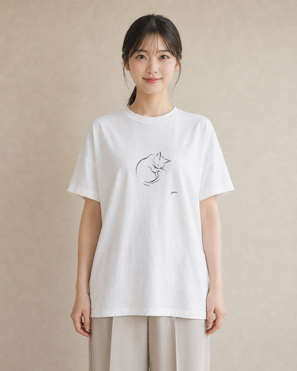 プリントTシャツ レディース 猫 ねこ ネコ イラスト 水彩風 ギフト 母の日 白T YMAZO