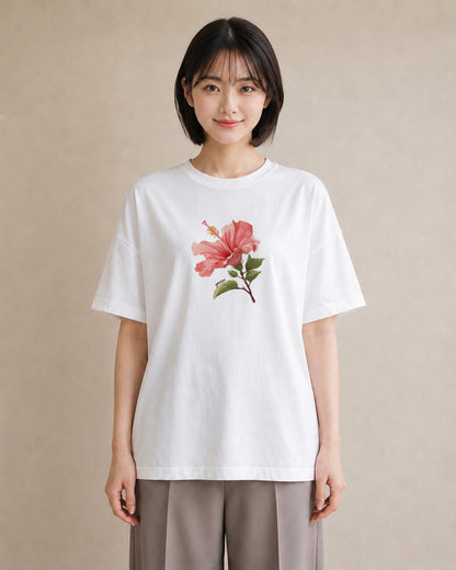 プリントTシャツ レディース カーネーション 花 花柄 イラスト ゆるコーデ 帰省 ラフ 白T YMAZO