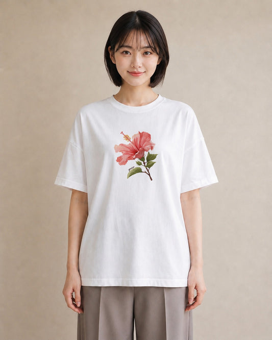 プリントTシャツ レディース カーネーション 花 花柄 イラスト ゆるコーデ 帰省 ラフ 白T YMAZO