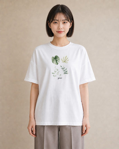 デザインTシャツ レディース モンステラ 植物 ボタニカル イラスト きれいめ 散歩 お出かけ 白T YMAZO
