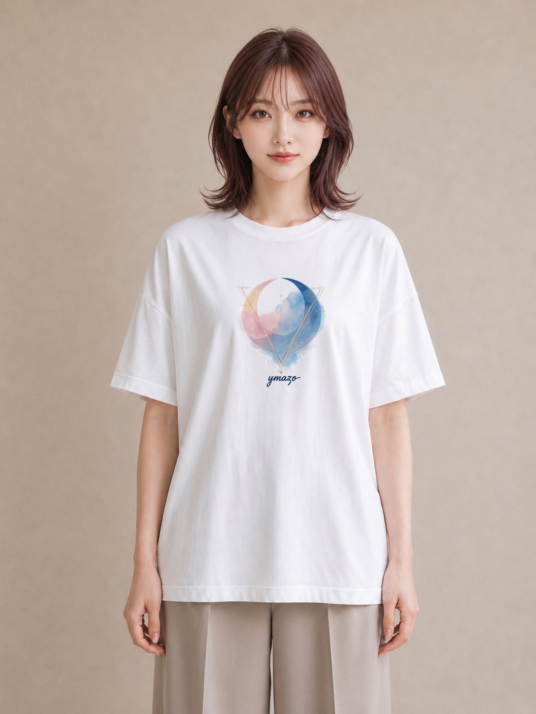 デザインTシャツ レディース 牡羊座 星空 宇宙 イラスト 淡色 姉妹 送別ギフト 白T YMAZO