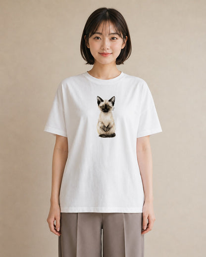 プリントTシャツ レディース エキゾチックショートヘア 猫 ねこ イラスト ポップ ルームウェア ギフト 白T YMAZO