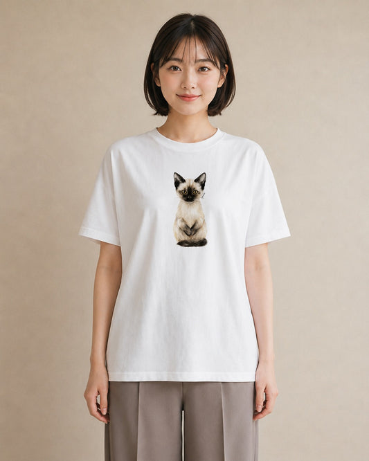 プリントTシャツ レディース エキゾチックショートヘア 猫 ねこ イラスト ポップ ルームウェア ギフト 白T YMAZO