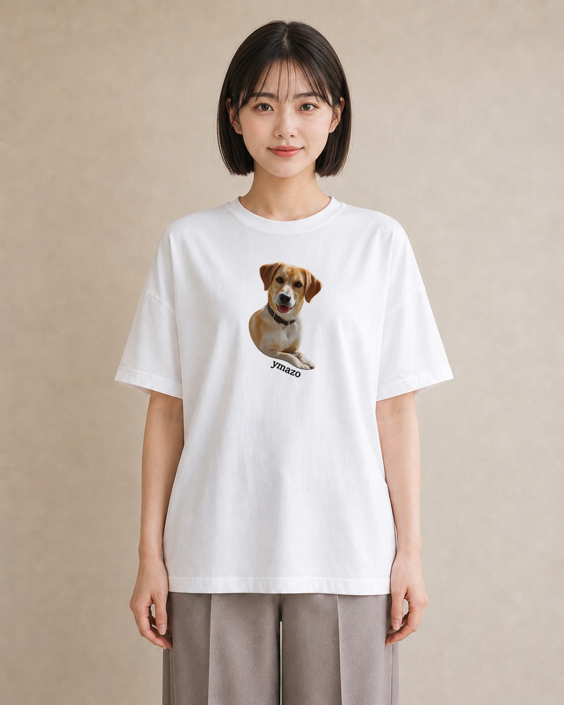 デザインTシャツ レディース ラブラドールレトリバー 犬 いぬ イラスト 韓国風 休日 ペアコーデ 白T YMAZO