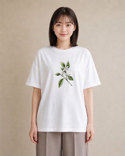 Tシャツ レディース 金木犀 花 花柄 イラスト カジュアル 女性向けギフト 散歩 白T YMAZO