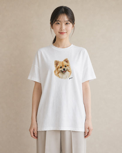 プリントTシャツ レディース ポメラニアン ポメ 犬 いぬ イラスト ボタニカル 週末コーデ 敬老の日 白T YMAZO