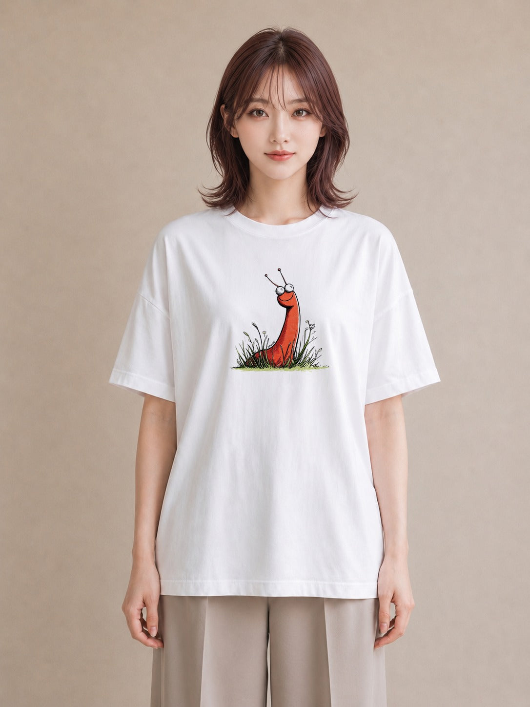 Tシャツ レディース チンアナゴ 海の生き物 海 イラスト カフェコーデ 20代 カジュアルコーデ 白T YMAZO