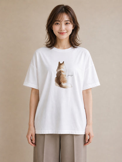 グラフィックTシャツ レディース 保護犬 犬 いぬ イラスト ラフ カジュアルコーデ 買い物 白T YMAZO