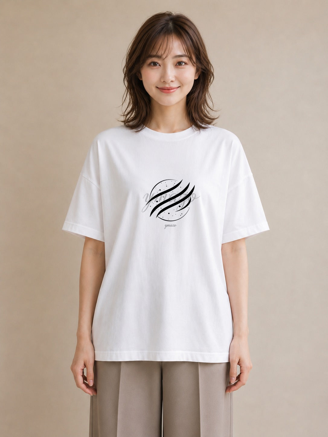 グラフィックTシャツ レディース 手鏡 アンティーク レトロ ナチュラル イラスト ニュアンス 社会人 女性 白T YMAZO