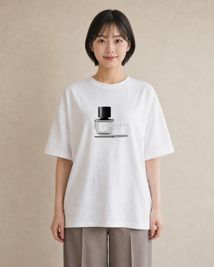 Tシャツ レディース 香水 香水瓶 パフューム イラスト ルームウェア ギフト 白T YMAZO