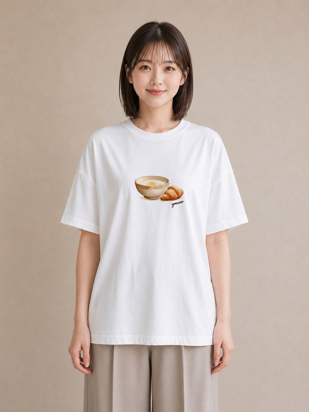 Tシャツ レディース 食パン 食べ物 フード イラスト 水彩風 自分用 ルームウェア 白T YMAZO