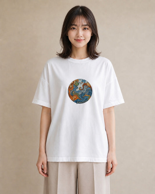 プリントTシャツ レディース 土星 星空 宇宙 イラスト 上品 ギフト 母の日 白T YMAZO