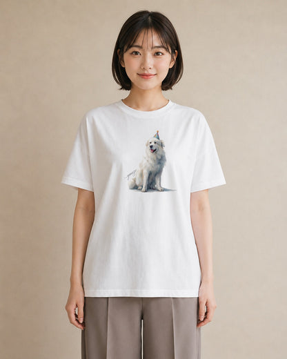 デザインTシャツ レディース 黒柴 犬 いぬ イラスト 淡色 レイヤード 友達ギフト 白T YMAZO