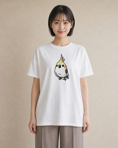 Tシャツ レディース オカメインコ ペット 動物 イラスト 韓国風 デート 帰省 白T YMAZO