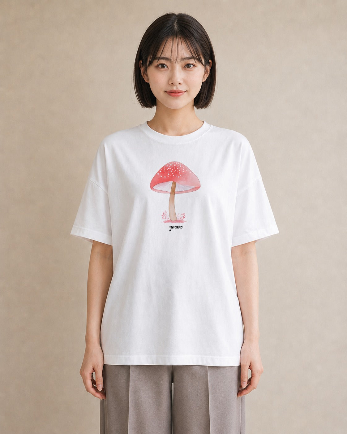 プリントTシャツ レディース 傘 水たまり 雨 ナチュラル アンティーク イラスト ガーリー デート 帰省 白T YMAZO
