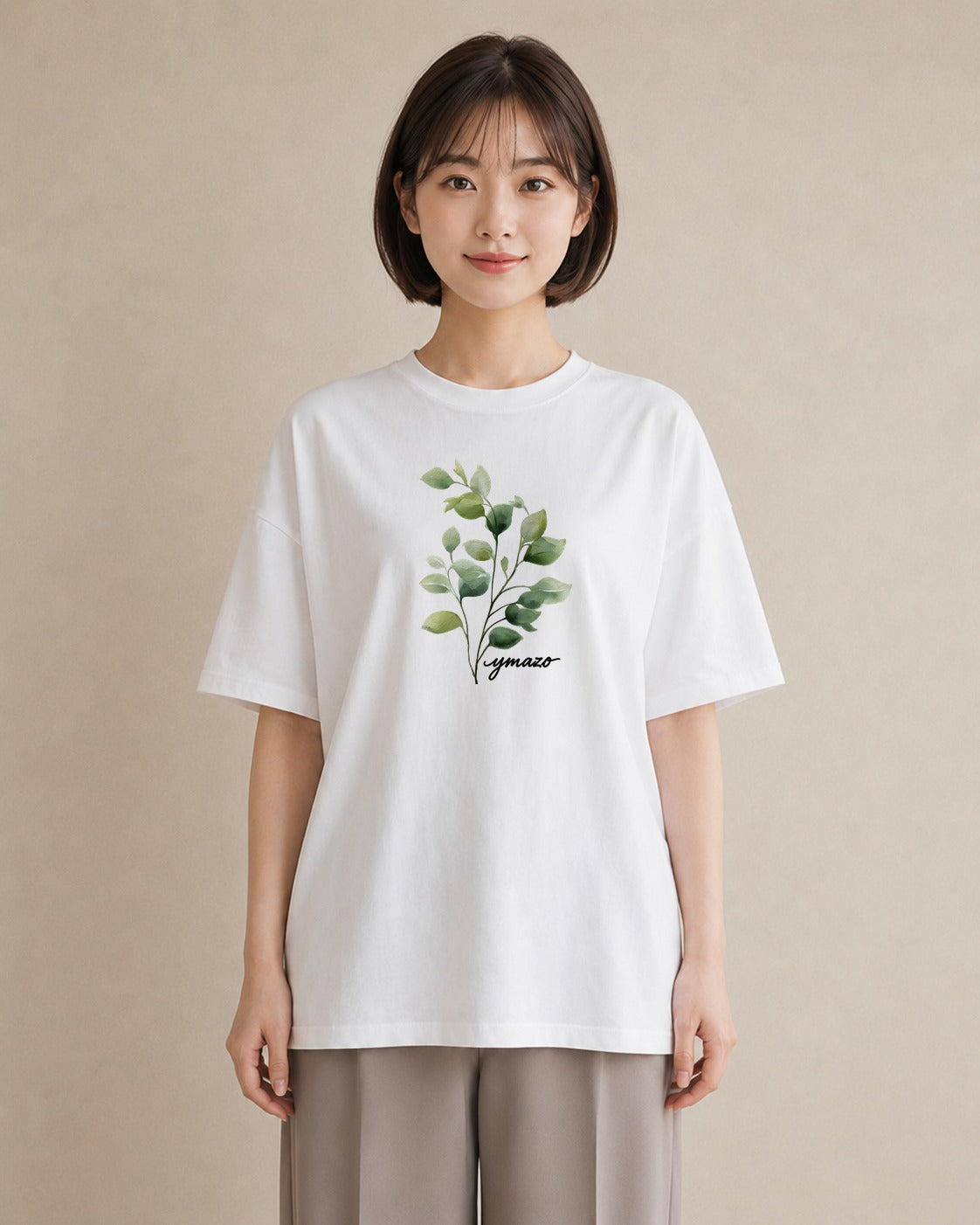 グラフィックTシャツ レディース ガラス瓶 小枝 ボタニカル ナチュラル アンティーク イラスト ラフ 女性向けギフト 散歩 白T YMAZO