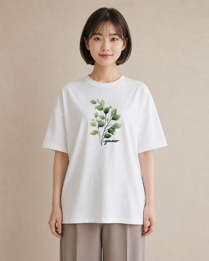グラフィックTシャツ レディース ガラス瓶 小枝 ボタニカル ナチュラル アンティーク イラスト ラフ 女性向けギフト 散歩 白T YMAZO
