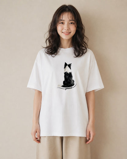Tシャツ レディース ボーダーコリー 犬 いぬ イラスト シンプル 社会人 女性 白T YMAZO