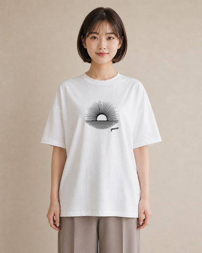 デザインTシャツ レディース 海 リゾート 夏 イラスト シック 母娘コーデ 自分用 白T YMAZO