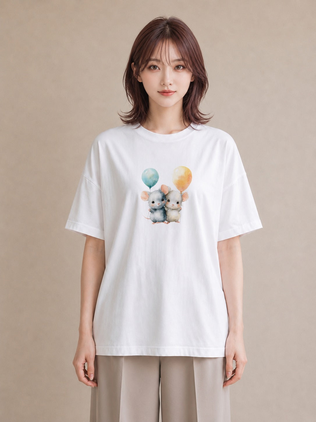 Tシャツ レディース チンチラ ペット 動物 イラスト 普段使い 姉妹 送別ギフト 白T YMAZO