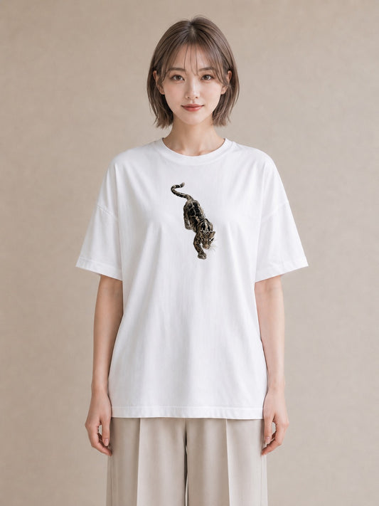 半袖Tシャツ レディース ベンガル 猫 ねこ イラスト カフェコーデ ペアコーデ 秋コーデ 白T YMAZO