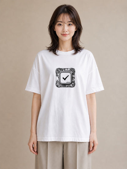 プリントTシャツ レディース 手鏡 アンティーク レトロ ナチュラル イラスト お洒落 通勤 在宅 白T YMAZO