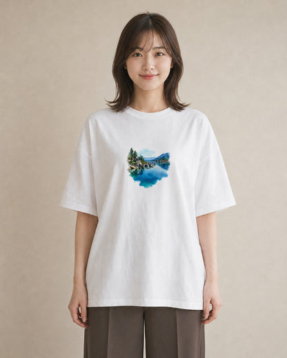 プリントTシャツ レディース 桟橋 水辺 波止場 ナチュラル アンティーク イラスト お洒落 秋コーデ おしゃれギフト 白T YMAZO