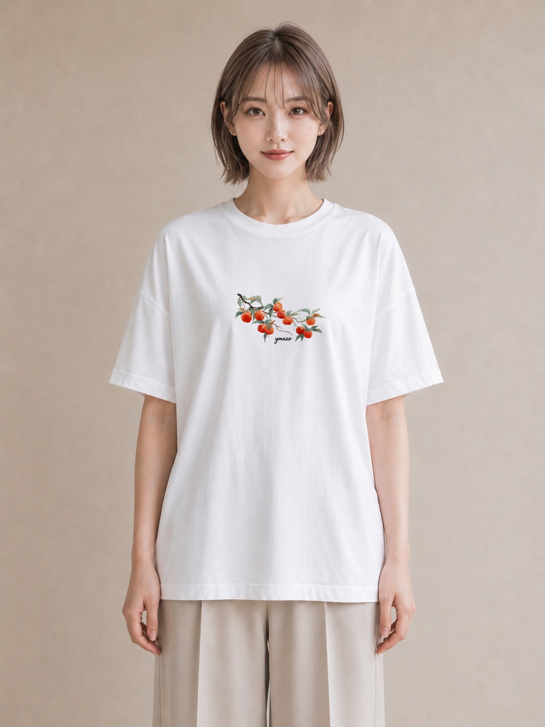 グラフィックTシャツ レディース みかん 食べ物 フード イラスト モード 夏コーデ 通学 白T YMAZO