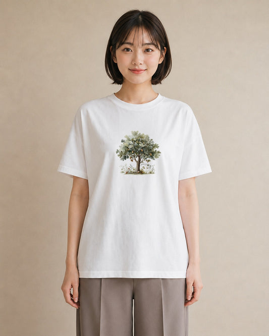 グラフィックTシャツ レディース 実り 植物 ボタニカル イラスト 北欧風 ミセス 春コーデ 白T YMAZO