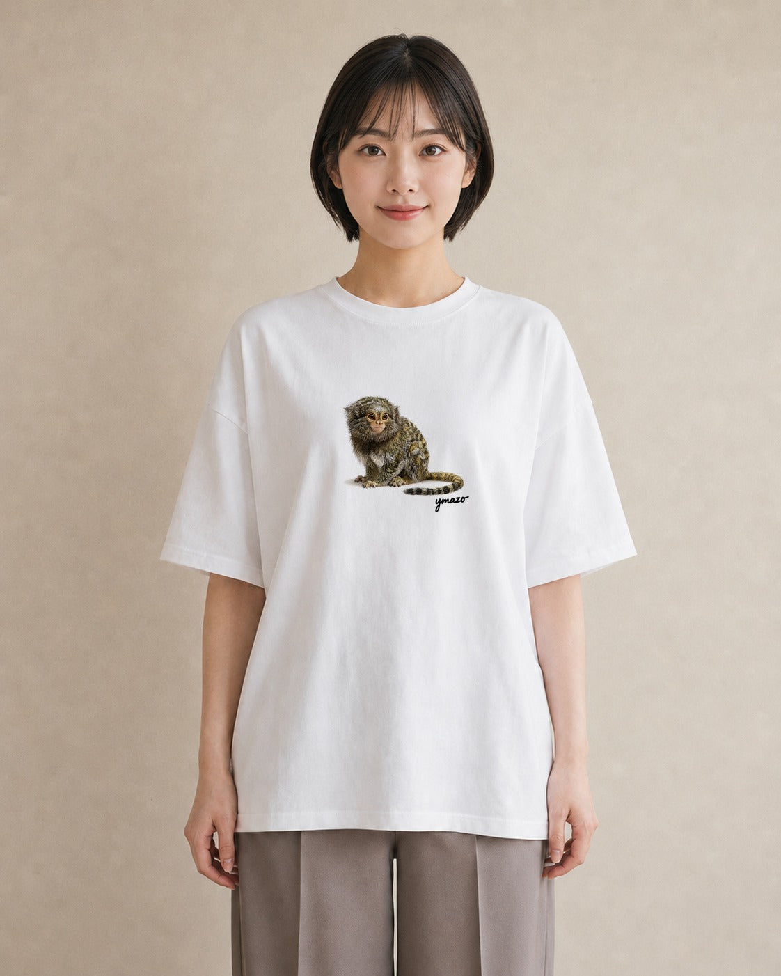 Tシャツ レディース ロボロフスキー ペット 動物 イラスト ヴィンテージ風 通勤 在宅 白T YMAZO
